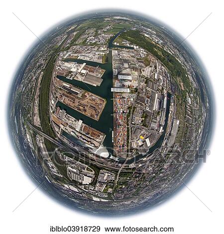 "Aerial view, fisheye, Dortmund port with container terminal, Dortmund, Ruhr district, North Rhine-Westphalia, Germany, Europe" View Large Photo Image Stock Photo - "Aerial view, fisheye, Dortmund port with container terminal, Dortmund, Ruhr district, North Rhine-Westphalia, Germany, Europe". Fotosearch