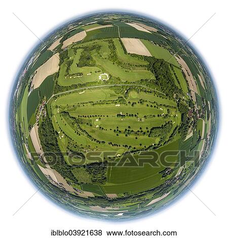 Stock Photo - "Aerial view, fisheye, Golf Course Hamm, Golfclub Hamm Drechen, Hamm, Ruhr district, North Rhine-Westphalia, Germany, Europe". Fotosearch