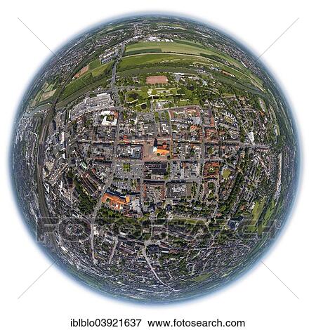 Stock Photo - "Aerial view, fisheye, Hamm, Ruhr district, North Rhine-Westphalia, Germany, Europe". Fotosearch