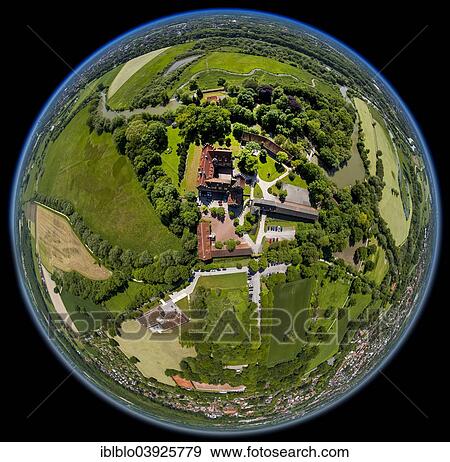 "Aerial view, fisheye, Schloss Heessen Castle boarding school, moated castle, Hamm, Ruhr district, North Rhine-Westphalia, Germany, Europe" View Large Photo Image Stock Photo - "Aerial view, fisheye, Schloss Heessen Castle boarding school, moated castle, Hamm, Ruhr district, North Rhine-Westphalia, Germany, Europe". Fotosearch