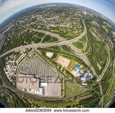"Aerial view, fisheye shot, Duisburg Nord motorway junction A42 and A59, North Rhine-Westphalia, Germany, Europe" View Large Photo Image Picture - "Aerial view, fisheye shot, Duisburg Nord motorway junction A42 and A59, North Rhine-Westphalia, Germany, Europe". Fotosearch