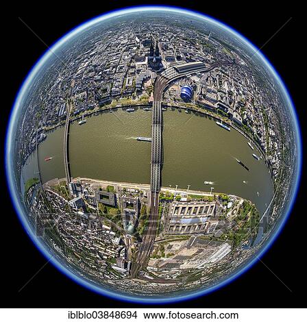 "Aerial view, fisheye shot of Cologne with the Rhine River, Cologne, Rhineland, North Rhine-Westphalia, Germany, Europe" View Large Photo Image Picture - "Aerial view, fisheye shot of Cologne with the Rhine River, Cologne, Rhineland, North Rhine-Westphalia, Germany, Europe". Fotosearch