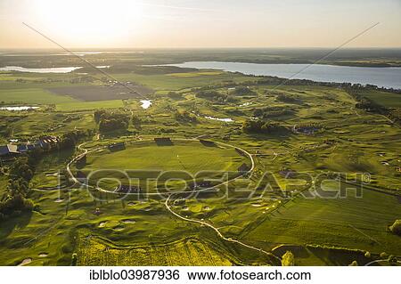 Stock Photograph - "Aerial view, Golf course, Fleesensee Golf Club, GC Fleesensee, Gohren-Lebbin, Mecklenburg Lake District, Mecklenburg-Western Pomerania, Germany, Europe". Fotosearch