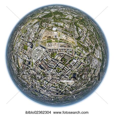 Picture - "Aerial view, Gruene Mitte, German for green center, University district, Essen, Ruhr area, North Rhine-Westphalia, Germany, Europe". Fotosearch