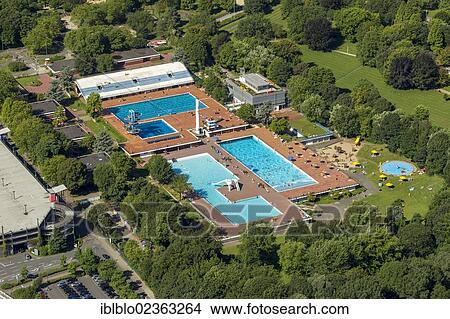 "Aerial view, Grugabad, outdoor swimming pool, Essen, Ruhr Area, North Rhine-Westphalia, Germany, Europe" View Large Photo Image Picture - "Aerial view, Grugabad, outdoor swimming pool, Essen, Ruhr Area, North Rhine-Westphalia, Germany, Europe". Fotosearch