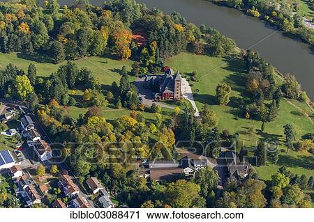 "Aerial view, guest house Schloss Saareck Castle, city centre, Mettlach, Saarland, Germany, Europe" View Large Photo Image Stock Image - "Aerial view, guest house Schloss Saareck Castle, city centre, Mettlach, Saarland, Germany, Europe". Fotosearch