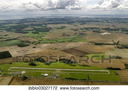 Stock Image - "Aerial view, Guettin Airfield, Dreschvitz on the island of Ruegen, Rugen, Dreschvitz, Mecklenburg-Western Pomerania, Germany, Europe". Fotosearch