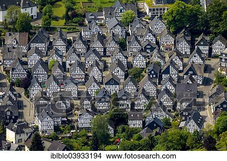 "Aerial view, half-timbered houses, Alter Flecken, historical city centre, Freudenberg, North Rhine-Westphalia, Germany, Europe" View Large Photo Image Picture - "Aerial view, half-timbered houses, Alter Flecken, historical city centre, Freudenberg, North Rhine-Westphalia, Germany, Europe". Fotosearch