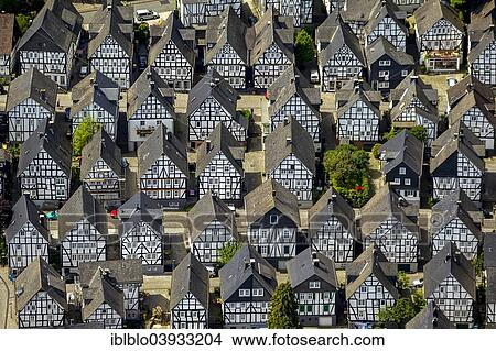 "Aerial view, half-timbered houses, Alter Flecken, historical city centre, Freudenberg, North Rhine-Westphalia, Germany, Europe" View Large Photo Image Picture - "Aerial view, half-timbered houses, Alter Flecken, historical city centre, Freudenberg, North Rhine-Westphalia, Germany, Europe". Fotosearch