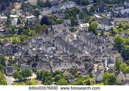"Aerial view, half-timbered houses, """"Alter Flecken"""", historic centre of Freudenberg, historic center, Freudenberg, North Rhine-Westphalia, Germany, Europe" View Large Photo Image Stock Image - "Aerial view, half-timbered houses, """"Alter Flecken"""", historic centre of Freudenberg, historic center, Freudenberg, North Rhine-Westphalia, Germany, Europe". Fotosearch