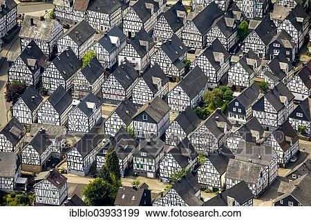 "Aerial view, half-timbered houses, Alter Flecken, historical city centre, Freudenberg, North Rhine-Westphalia, Germany, Europe" View Large Photo Image Stock Photo - "Aerial view, half-timbered houses, Alter Flecken, historical city centre, Freudenberg, North Rhine-Westphalia, Germany, Europe". Fotosearch