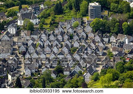 "Aerial view, half-timbered houses, Alter Flecken, historical city centre, Freudenberg, North Rhine-Westphalia, Germany, Europe" View Large Photo Image Stock Photography - "Aerial view, half-timbered houses, Alter Flecken, historical city centre, Freudenberg, North Rhine-Westphalia, Germany, Europe". Fotosearch