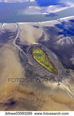 "Aerial view, Hallig Norderoog, small island, Norderoog, Schleswig-Holstein, Germany, Europe" View Large Photo Image Stock Photo - "Aerial view, Hallig Norderoog, small island, Norderoog, Schleswig-Holstein, Germany, Europe". Fotosearch