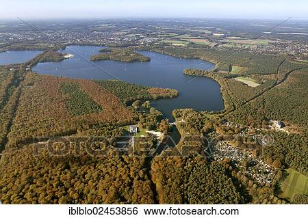 Stock Photograph - "Aerial view, Haltern Reservoir, Haltern am See, Ruhr area, North Rhine-Westphalia, Germany, Europe". Fotosearch