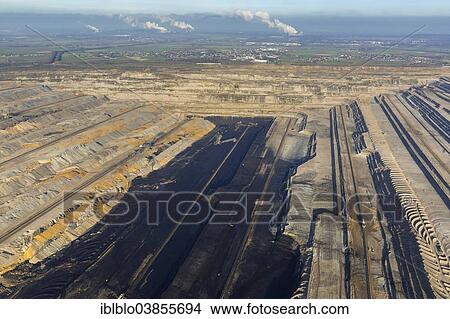 Picture - "Aerial view, Hambach open pit mine, earth fills, Niederzier, Julich-Zulpicher Borde region, North Rhine-Westphalia, Germany, Europe". Fotosearch
