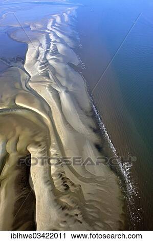 Stock Image - "Aerial view, Hamburg Wadden Sea near Scharhoern Island, Neuwerk, Hamburg, Hamburg, Germany, Europe". Fotosearch