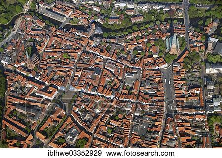 "Aerial view, Hanseatic City of Lueneburg, Luneburg, Lower Saxony, Germany, Europe" View Large Photo Image Stock Photo - "Aerial view, Hanseatic City of Lueneburg, Luneburg, Lower Saxony, Germany, Europe". Fotosearch