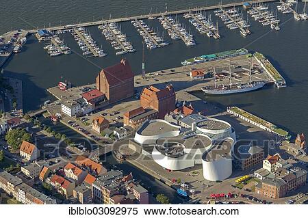 "Aerial view, harbour, marina with the German Oceanographic Museum and the Ozeaneum aquarium, Stralsund, Mecklenburg-Western Pomerania, Germany, Europe" View Large Photo Image Stock Photography - "Aerial view, harbour, marina with the German Oceanographic Museum and the Ozeaneum aquarium, Stralsund, Mecklenburg-Western Pomerania, Germany, Europe". Fotosearch