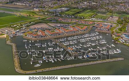 "Aerial view, harbour on Markermeer lake, Volendam, Province of North Holland, Netherlands" View Large Photo Image Picture - "Aerial view, harbour on Markermeer lake, Volendam, Province of North Holland, Netherlands". Fotosearch