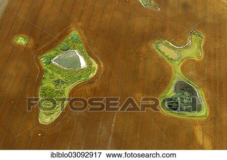 "Aerial view, harvested field with ponds and meadow islands, Dorf Reppenhagen, Damshagen, Mecklenburg-Western Pomerania, Germany, Europe" View Large Photo Image Stock Photo - "Aerial view, harvested field with ponds and meadow islands, Dorf Reppenhagen, Damshagen, Mecklenburg-Western Pomerania, Germany, Europe". Fotosearch