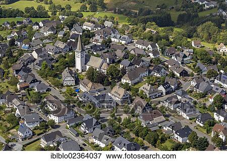"Aerial view, Hirschberg with St. Christopher's Church, Warstein, Sauerland, North Rhine-Westphalia, Germany, Europe" View Large Photo Image Stock Photo - "Aerial view, Hirschberg with St. Christopher's Church, Warstein, Sauerland, North Rhine-Westphalia, Germany, Europe". Fotosearch