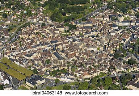 Stock Photo - "Aerial view, historic centre, Sarlat, Perigord, Dordogne departement, Aquitaine region, Southern France, France, Europe". Fotosearch