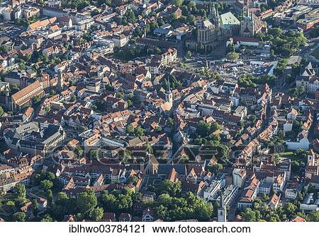 "Aerial View, historic centre with Town Hall, Cathedral and Severikirche Church at back, Johannesvorstadt quarter, Erfurt, Thuringia, Germany, Europe" View Large Photo Image Stock Image - "Aerial View, historic centre with Town Hall, Cathedral and Severikirche Church at back, Johannesvorstadt quarter, Erfurt, Thuringia, Germany, Europe". Fotosearch