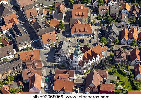 "Aerial view, historic Town Hall, Catholic Parish Church of St. John the Baptist, Rietberg, North Rhine-Westphalia, Germany, Europe" View Large Photo Image Stock Photography - "Aerial view, historic Town Hall, Catholic Parish Church of St. John the Baptist, Rietberg, North Rhine-Westphalia, Germany, Europe". Fotosearch