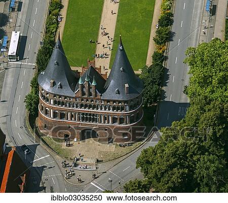 "Aerial view, Holsten Gate, historic center, Lubeck, Schleswig-Holstein, Germany, Europe" View Large Photo Image Stock Image - "Aerial view, Holsten Gate, historic center, Lubeck, Schleswig-Holstein, Germany, Europe". Fotosearch