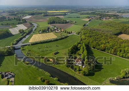 "Aerial view, Hotel-Restaurant Zur Rauschenburg on the Lippe river, Lippeauen, Olfen, Munsterland, North Rhine-Westphalia, Germany, Europe" View Large Photo Image Stock Photo - "Aerial view, Hotel-Restaurant Zur Rauschenburg on the Lippe river, Lippeauen, Olfen, Munsterland, North Rhine-Westphalia, Germany, Europe". Fotosearch