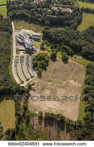 Stock Image - "Aerial view, IG Metall education center, Sprockhoevel, Ruhr area, North Rhine-Westphalia, Germany, Europe". Fotosearch