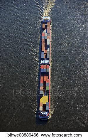 "Aerial view, inland vessel of the Borde Container Feeder company, Elbe River, Hamburg, Germany, Europe" View Large Photo Image Stock Photograph - "Aerial view, inland vessel of the Borde Container Feeder company, Elbe River, Hamburg, Germany, Europe". Fotosearch