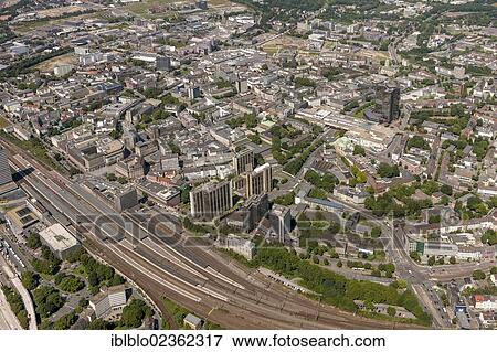 "Aerial view, inner city, Essen, Ruhr area, North Rhine-Westphalia, Germany, Europe" View Large Photo Image Stock Photo - "Aerial view, inner city, Essen, Ruhr area, North Rhine-Westphalia, Germany, Europe". Fotosearch