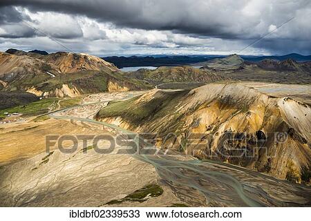 "Aerial view, Joekulgilkvisl braided river, rhyolite mountains, Landmannalaugar, Fjallabak conservation area, Icelandic Highlands, Iceland, Europe" View Large Photo Image Stock Image - "Aerial view, Joekulgilkvisl braided river, rhyolite mountains, Landmannalaugar, Fjallabak conservation area, Icelandic Highlands, Iceland, Europe". Fotosearch