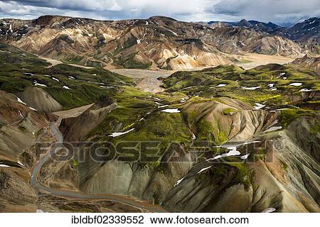 "Aerial view, Joekulgilkvisl braided river, rhyolite mountains, Landmannalaugar, Fjallabak conservation area, Icelandic Highlands, Iceland, Europe" View Large Photo Image Stock Image - "Aerial view, Joekulgilkvisl braided river, rhyolite mountains, Landmannalaugar, Fjallabak conservation area, Icelandic Highlands, Iceland, Europe". Fotosearch