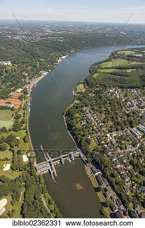 "Aerial view, Lake Baldeneysee with a weir, Essen-Werden, Essen, Ruhr region, North Rhine-Westphalia, Germany, Europe" View Large Photo Image Stock Image - "Aerial view, Lake Baldeneysee with a weir, Essen-Werden, Essen, Ruhr region, North Rhine-Westphalia, Germany, Europe". Fotosearch