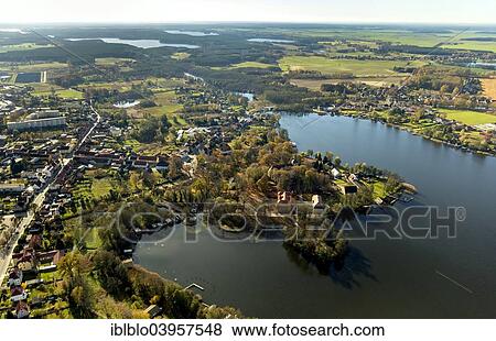 "Aerial view, Lake Mirow with Schlossinsel island, Mirow, Mecklenburg-Western Pomerania, Germany, Europe" View Large Photo Image Stock Photo - "Aerial view, Lake Mirow with Schlossinsel island, Mirow, Mecklenburg-Western Pomerania, Germany, Europe". Fotosearch