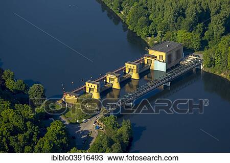 "Aerial view, Laufwasserkraftwerk Hengstey hydroelectric power station on the Ruhr river, Ruhr Valley, Herdecke, Ruhr district, North Rhine-Westphalia, Germany, Europe" View Large Photo Image Stock Image - "Aerial view, Laufwasserkraftwerk Hengstey hydroelectric power station on the Ruhr river, Ruhr Valley, Herdecke, Ruhr district, North Rhine-Westphalia, Germany, Europe". Fotosearch