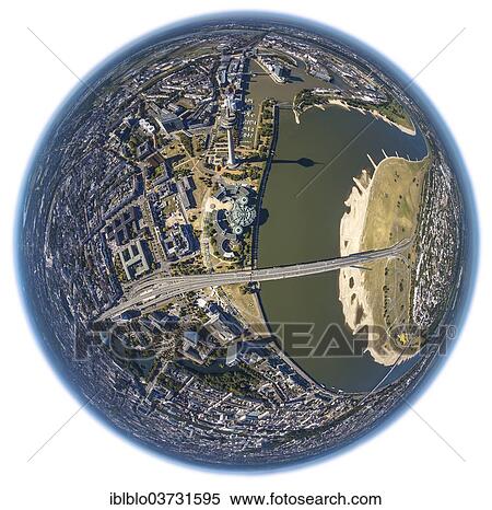 "Aerial view, loop of the Rhine with the historic centre, fisheye-view, Stadtbezirk 03, Dusseldorf, Rhineland, North Rhine-Westphalia, Germany, Europe" View Large Photo Image Stock Photography - "Aerial view, loop of the Rhine with the historic centre, fisheye-view, Stadtbezirk 03, Dusseldorf, Rhineland, North Rhine-Westphalia, Germany, Europe". Fotosearch