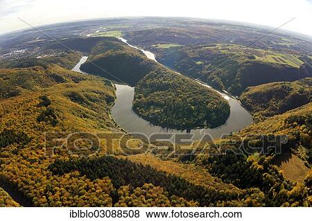 "Aerial view, loop of the Saar River, Saarschleife, Mettlach, Saarland, Germany, Europe" View Large Photo Image Stock Photo - "Aerial view, loop of the Saar River, Saarschleife, Mettlach, Saarland, Germany, Europe". Fotosearch