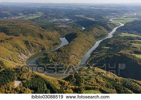 "Aerial view, loop of the Saar River, Saarschleife, Mettlach, Saarland, Germany, Europe" View Large Photo Image Stock Photo - "Aerial view, loop of the Saar River, Saarschleife, Mettlach, Saarland, Germany, Europe". Fotosearch