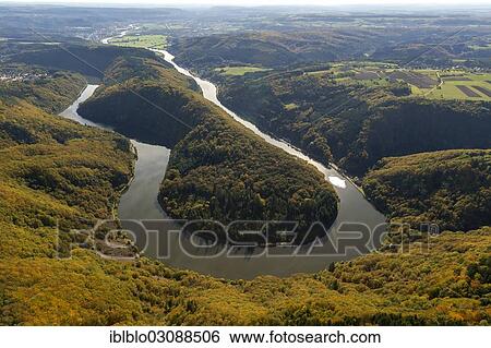 "Aerial view, loop of the Saar River, Saarschleife, Mettlach, Saarland, Germany, Europe" View Large Photo Image Stock Photograph - "Aerial view, loop of the Saar River, Saarschleife, Mettlach, Saarland, Germany, Europe". Fotosearch