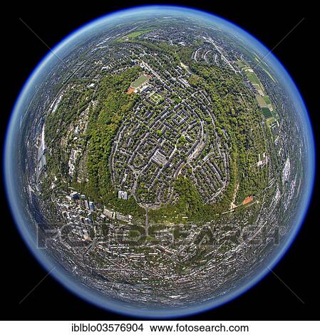 "Aerial view, Margarethenhoehe garden suburb, fisheye shot, Stadtbezirk III suburban district, Essen, North Rhine-Westphalia, Germany, Europe" View Large Photo Image Picture - "Aerial view, Margarethenhoehe garden suburb, fisheye shot, Stadtbezirk III suburban district, Essen, North Rhine-Westphalia, Germany, Europe". Fotosearch