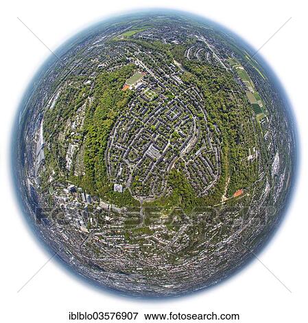 "Aerial view, Margarethenhoehe garden suburb, fisheye shot, Stadtbezirk III suburban district, Essen, North Rhine-Westphalia, Germany, Europe" View Large Photo Image Stock Photo - "Aerial view, Margarethenhoehe garden suburb, fisheye shot, Stadtbezirk III suburban district, Essen, North Rhine-Westphalia, Germany, Europe". Fotosearch