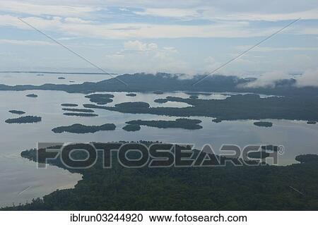Stock Image - "Aerial view, Marovo Lagoon, Marovo Lagoon, Western Province, Solomon Islands, Oceania". Fotosearch