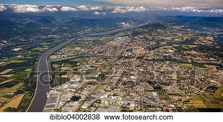 "Aerial view, Montelimar on the Rhone River, Rhone-Alpes, France, Europe" View Large Photo Image Stock Photo - "Aerial view, Montelimar on the Rhone River, Rhone-Alpes, France, Europe". Fotosearch