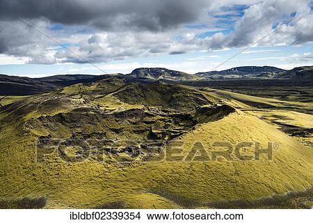 "Aerial view, moss-covered Craters of Laki or Lakagigar, Icelandic Highlands, Southern Iceland, Suourland, Iceland, Europe" View Large Photo Image Picture - "Aerial view, moss-covered Craters of Laki or Lakagigar, Icelandic Highlands, Southern Iceland, Suourland, Iceland, Europe". Fotosearch