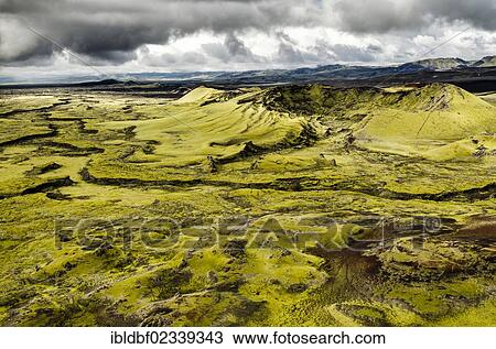 "Aerial view, moss-covered Craters of Laki or Lakagigar, Icelandic Highlands, Southern Iceland, Suourland, Iceland, Europe" View Large Photo Image Stock Image - "Aerial view, moss-covered Craters of Laki or Lakagigar, Icelandic Highlands, Southern Iceland, Suourland, Iceland, Europe". Fotosearch
