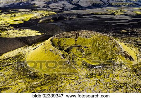 "Aerial view, moss-covered Craters of Laki or Lakagigar, Icelandic Highlands, Southern Iceland, Suourland, Iceland, Europe" View Large Photo Image Stock Photo - "Aerial view, moss-covered Craters of Laki or Lakagigar, Icelandic Highlands, Southern Iceland, Suourland, Iceland, Europe". Fotosearch