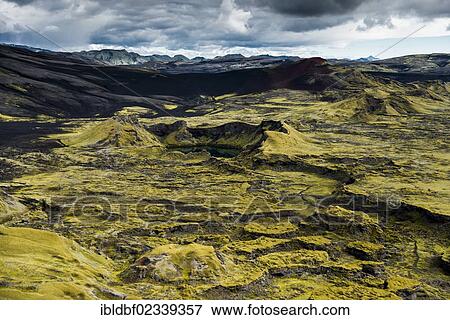 "Aerial view, moss-covered Craters of Laki or Lakagigar, Icelandic Highlands, Southern Iceland, Suourland, Iceland, Europe" View Large Photo Image Stock Photo - "Aerial view, moss-covered Craters of Laki or Lakagigar, Icelandic Highlands, Southern Iceland, Suourland, Iceland, Europe". Fotosearch